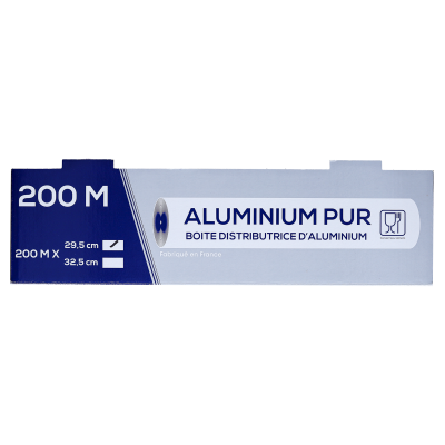 Rouleau papier aluminium alimentaire, boite distributrice 200 m x 30 cm