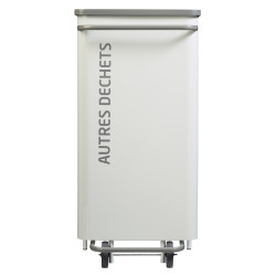 Poubelle de tri mobile couleur Blanc / Gris clair pour autres déchets 110 litres