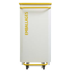 Poubelle de tri mobile couleur Jaune pour déchets emballages 110 litres