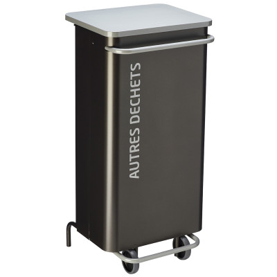 Poubelle de tri mobile couleur Gris / Gris clair pour autres déchets 110 litres