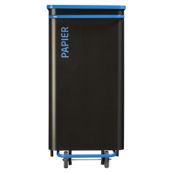 Poubelle de tri mobile couleur Bleu / Gris pour déchet papier 110 litres