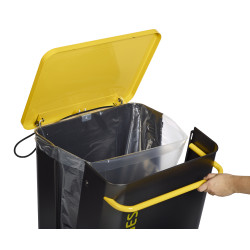 Poubelle de tri mobile couleur Jaune / Gris pour déchets emballages 110 litres