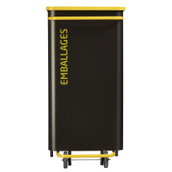 Poubelle de tri mobile couleur Jaune / Gris pour déchets emballages 110 litres