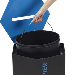 Poubelle de tri sélectif papier 50L Gris / Bleu avec ou sans serrure