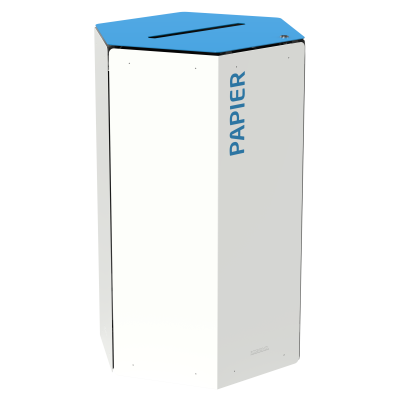 Poubelle de tri sélectif papier 50L Blanc / Bleu avec ou sans serrure