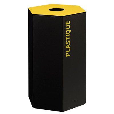 Poubelle de tri sélectif pour plastique 50L Gris / Jaune avec ou sans serrure