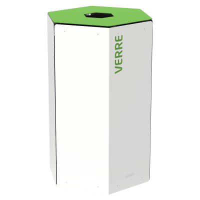 Poubelle de tri sélectif pour verre 50L Vert / Blanc avec ou sans serrure