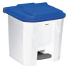 Poubelle plastique à pédale blanche couvercle bleu 30L, 50L, 80L et 100L