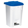 Poubelle plastique à pédale blanche couvercle bleu 30L, 50L, 80L et 100L