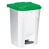 Poubelle plastique à pédale blanche couvercle vert 30L, 50L, 80L et 100L