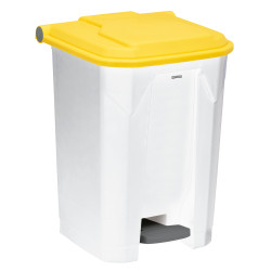 Poubelle plastique à pédale couvercle jaune 30L, 50L, 80L et 100L