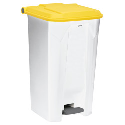 Poubelle plastique à pédale couvercle jaune 30L, 50L, 80L et 100L