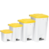 Poubelle plastique à pédale couvercle jaune 30L, 50L, 80L et 100L