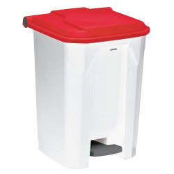 Poubelle plastique à pédale couvercle rouge 30L, 50L, 80L et 100L