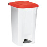 Poubelle plastique à pédale couvercle rouge 30L, 50L, 80L et 100L