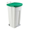 Poubelle plastique mobile à pédale couvercle vert 90L