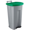 Poubelle plastique mobile à pédale couvercle vert 90L