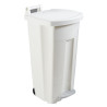 Poubelle plastique mobile à pédale couvercle blanc 90L