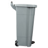 Poubelle plastique mobile à pédale couvercle gris 90L