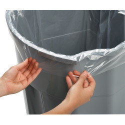 Poubelle plastique mobile à pédale couvercle gris 90L