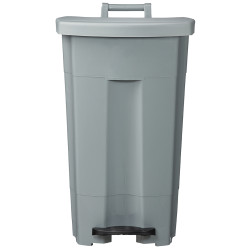 Poubelle plastique mobile à pédale couvercle gris 90L