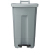 Poubelle plastique mobile à pédale couvercle gris 90L