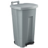 Poubelle plastique mobile à pédale couvercle gris 90L