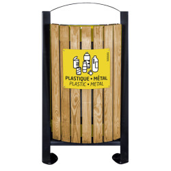 Poubelle extérieure à façade bois sur pied double compartiment - 2x60L - ARKEA