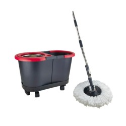 Kit de nettoyage Turbo Mop Duo : Seau essoreur + chariot à roulettes