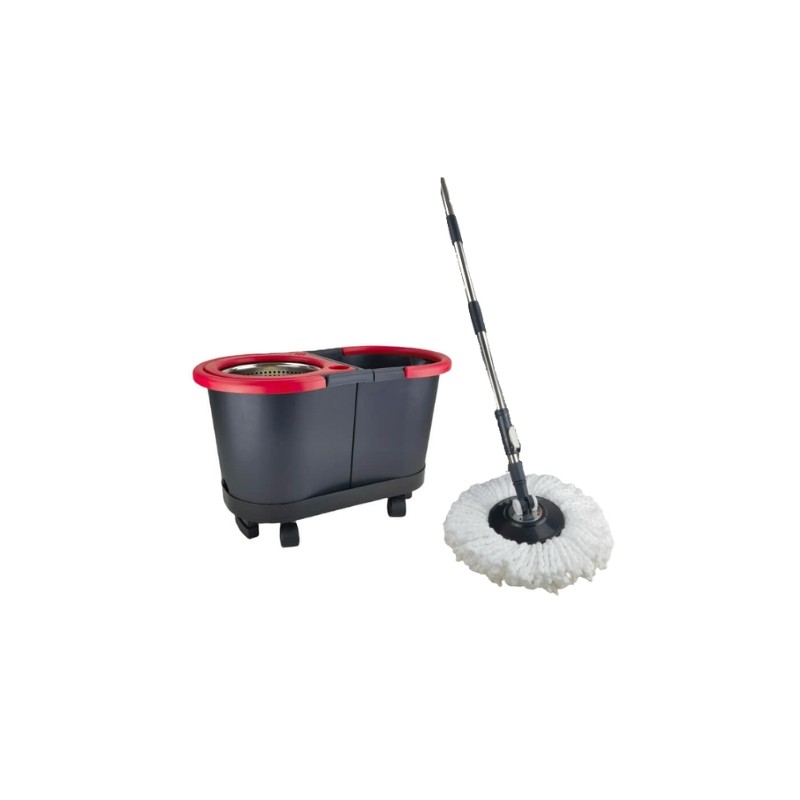 Kit de nettoyage Turbo Mop Duo : Seau essoreur + chariot à roulettes