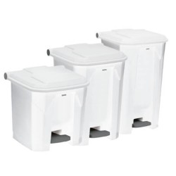 Poubelle plastique à pédale blanche 30L, 45L et 90L