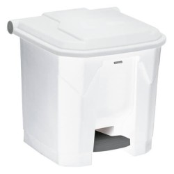 Poubelle plastique à pédale blanche 30L