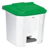 Poubelle plastique à pédale blanche couvercle vert 30L