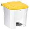 Poubelle plastique à pédale couvercle jaune 30L