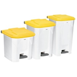 Poubelle plastique à pédale couvercle jaune 30L, 45L et 90L