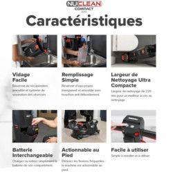 Caractéristiques Autolaveuse Numatic Nu-Clean 220NX compacte avec batterie