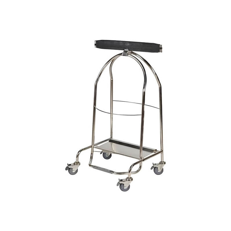 Porte sac à pinces poubelle 100L 2 roues/inox