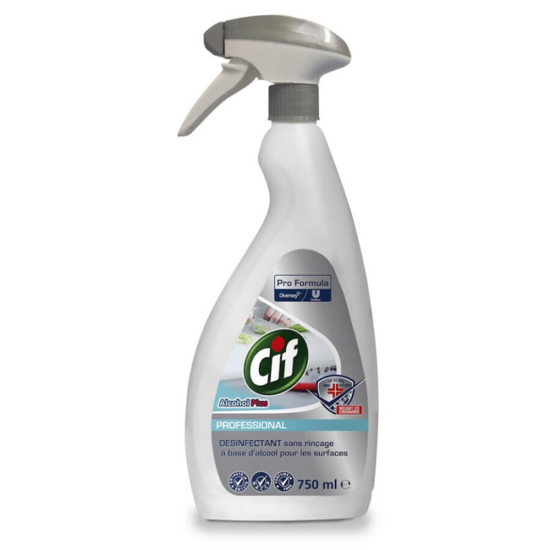 Cif Alcohol Plus désinfectant de surface sans rinçage professionnal 750ml