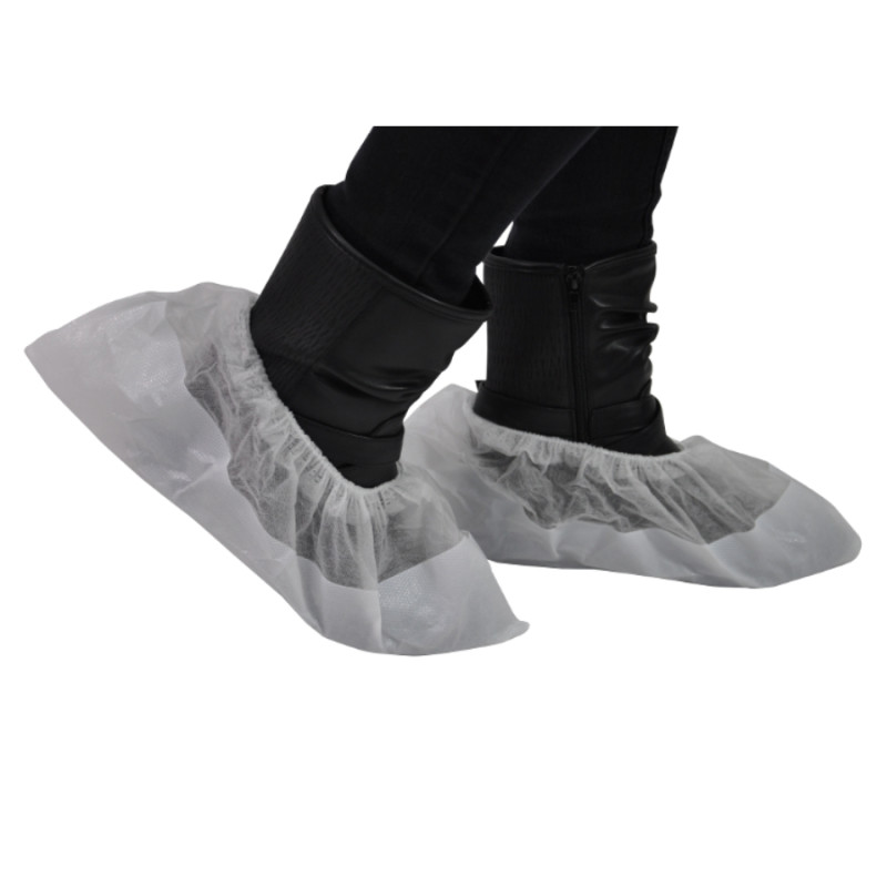 Surchaussures jetables avec semelle blanche non tissé PE BD