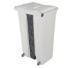 Poubelle plastique à pédale 90L blanche avec couvercle bleu — vue 2