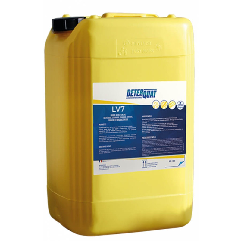 Détergent Désinfectant alcalin chloré DETERQUAT LV7 24Kg non moussant et séquestrant
