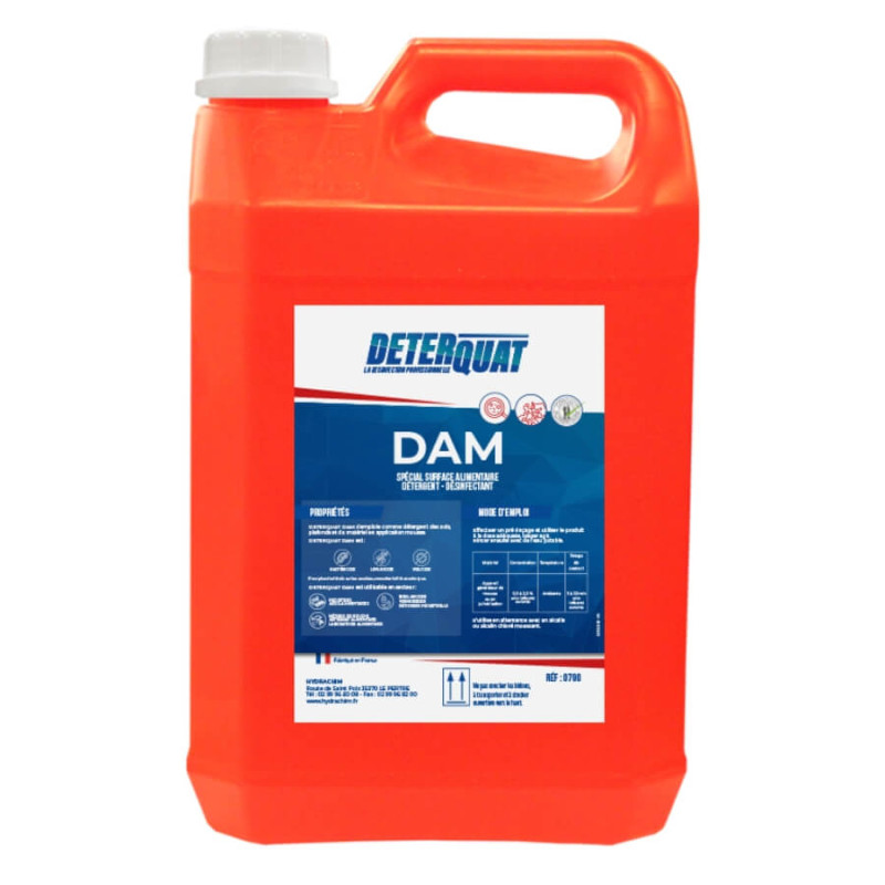Détergent désinfectant acide moussant DETERQUAT DAM bidon 5L carton de 4