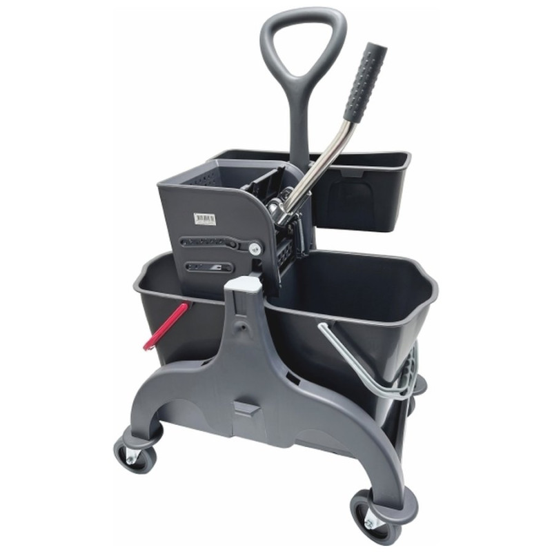 Chariot de nettoyage 2 seaux à presse latérale et panier