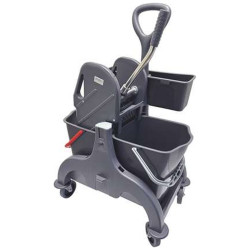 Chariot de lavage 2 seaux avec presse à mâchoires et panier