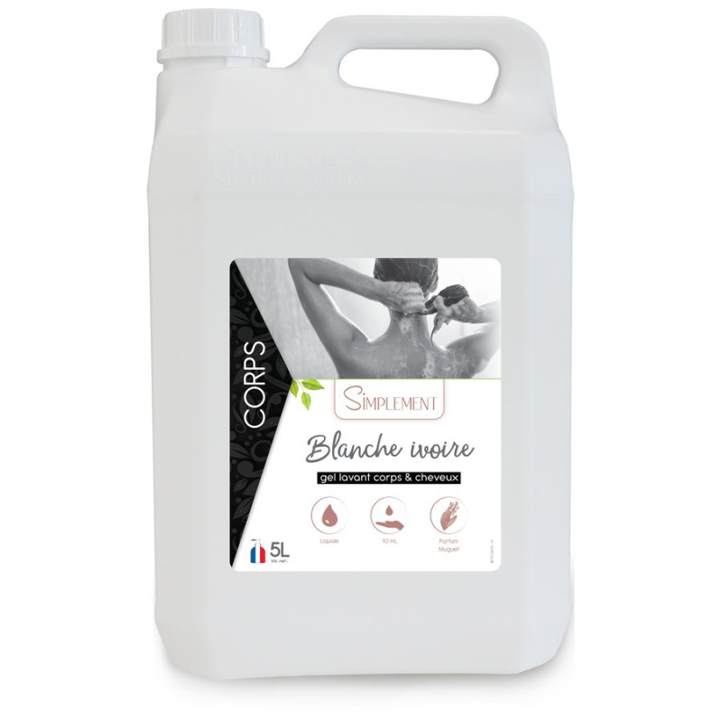 Blanche Ivoire - Gel lavant corps et cheveux au muguet (fleur blanche) - Bidon 5 L