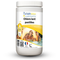 Pastilles de chlore lent 20 g pour petits volumes - boîte de 1 kg