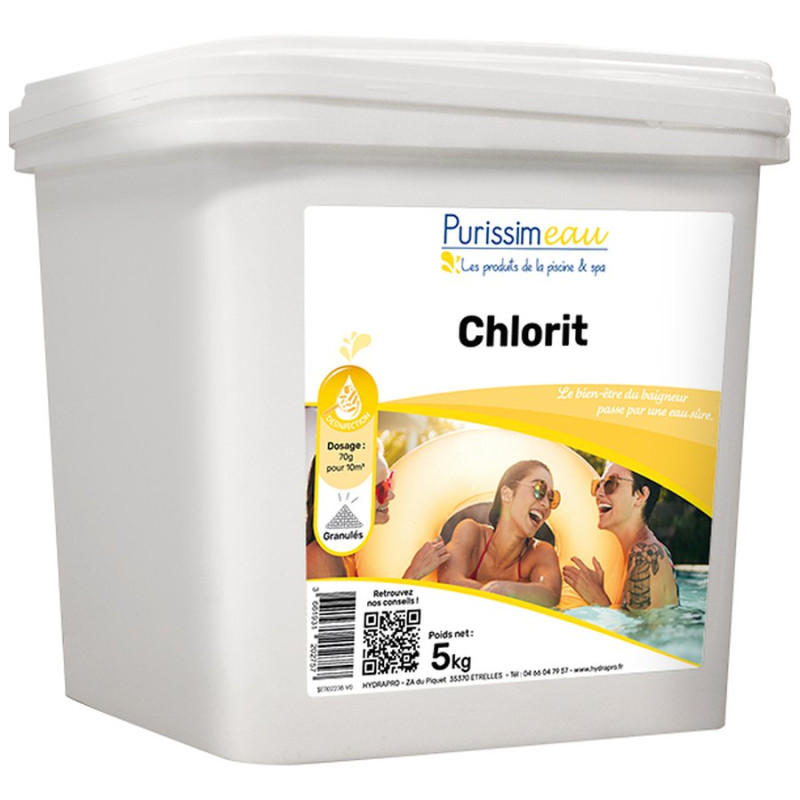 Hypochlorite de calcium en granulés non stabilisé pour chloration choc - seau 5 kg Chlorit