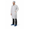 Blouse de laboratoire jetable 55 g blanche à col chemise, 50 pièces — vue 1