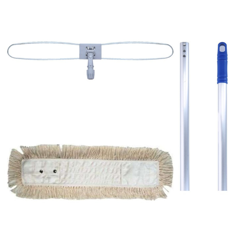 Ensemble de lavage à plat 80 cm : armature métal, frange et manche