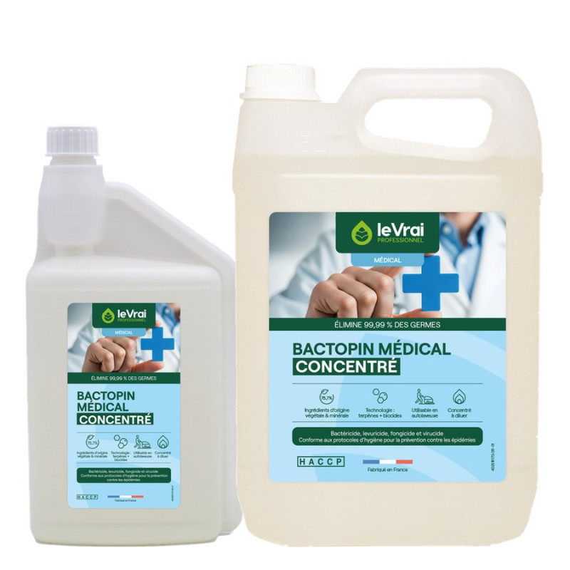 Bactopin médical concentré, flacon doseur 1 L ou bidon 5 L